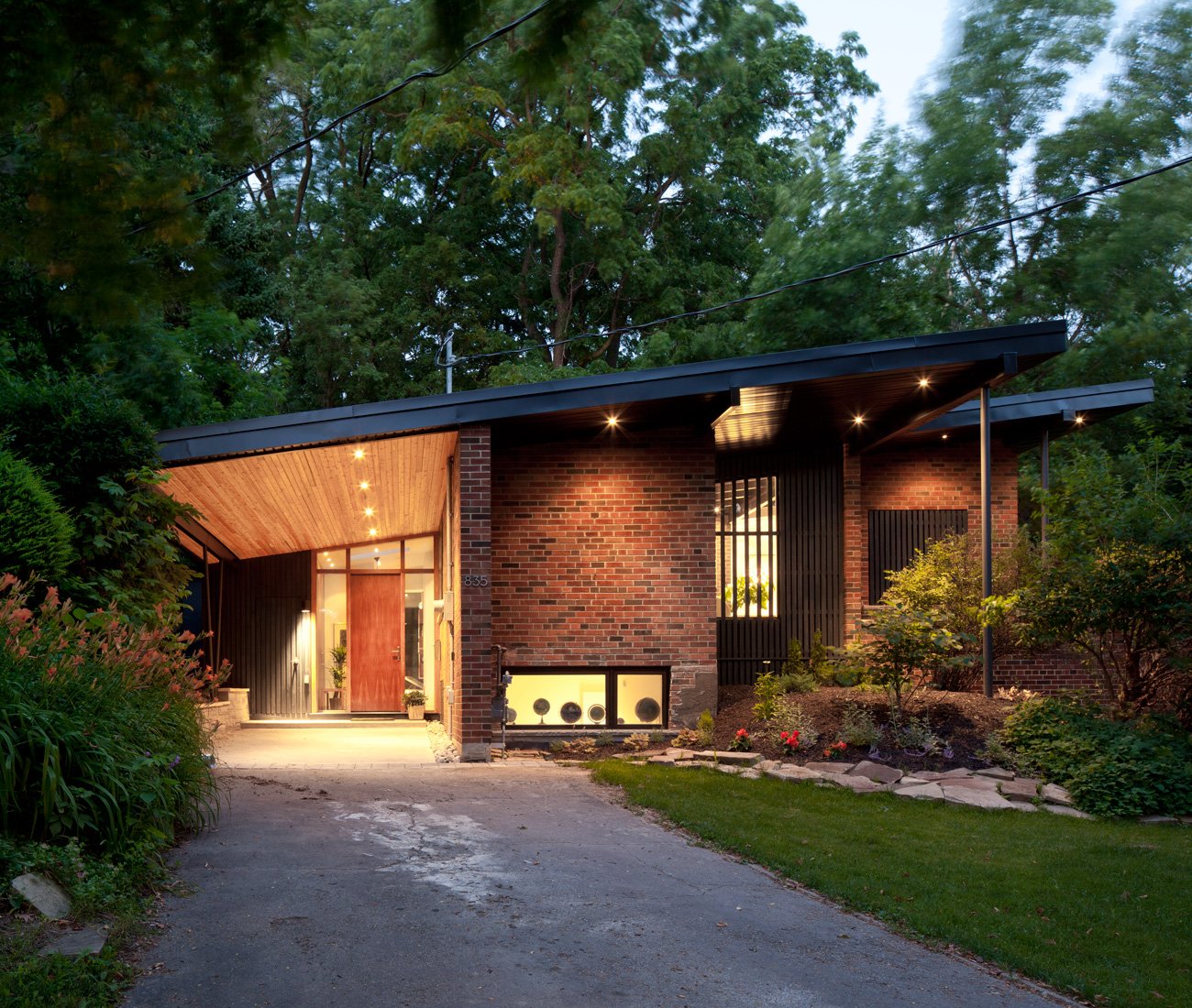 Exterior view of a mid century modern house Reno of a 1955 bungalow in Toronto