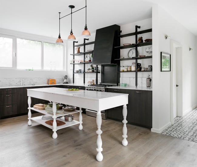 black and white kitchen