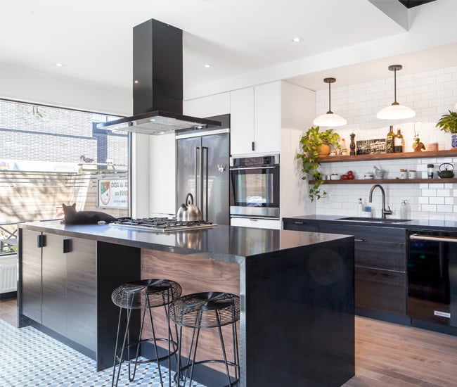 black and white kitchen