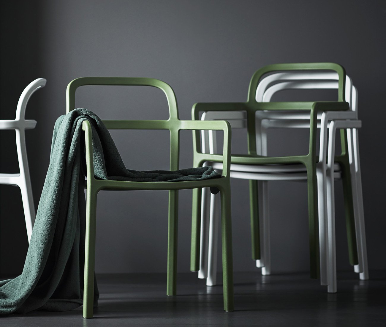 Stackable chairs part of YPPERLIG collection from Danish design HAY fort Ikea