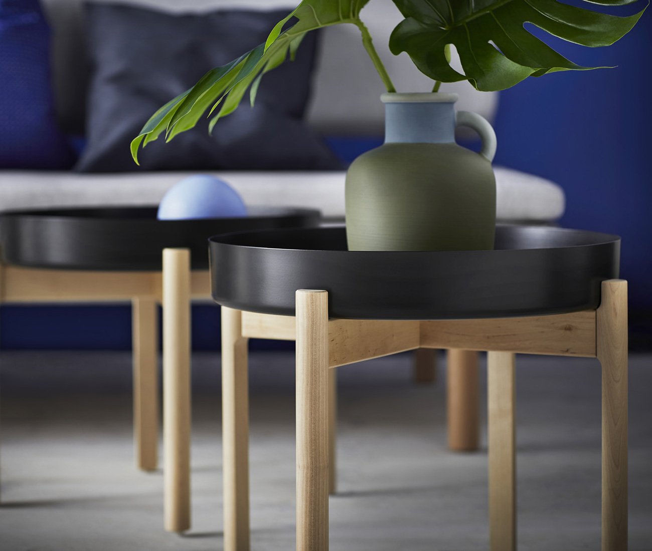 Details of coffee tables part of YPPERLIG collection from Danish design HAY for Ikea