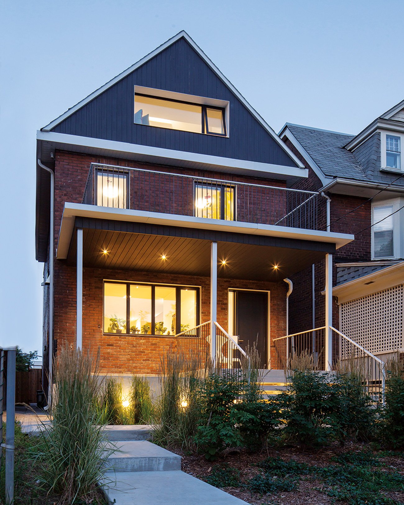 Geometric design in Little Italy modern home renovations of a traditional residence in Toronto, exterior view