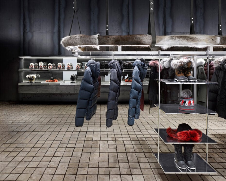 Winter jackets at Moose knuckles store at Yorkdale Mall in Toronto