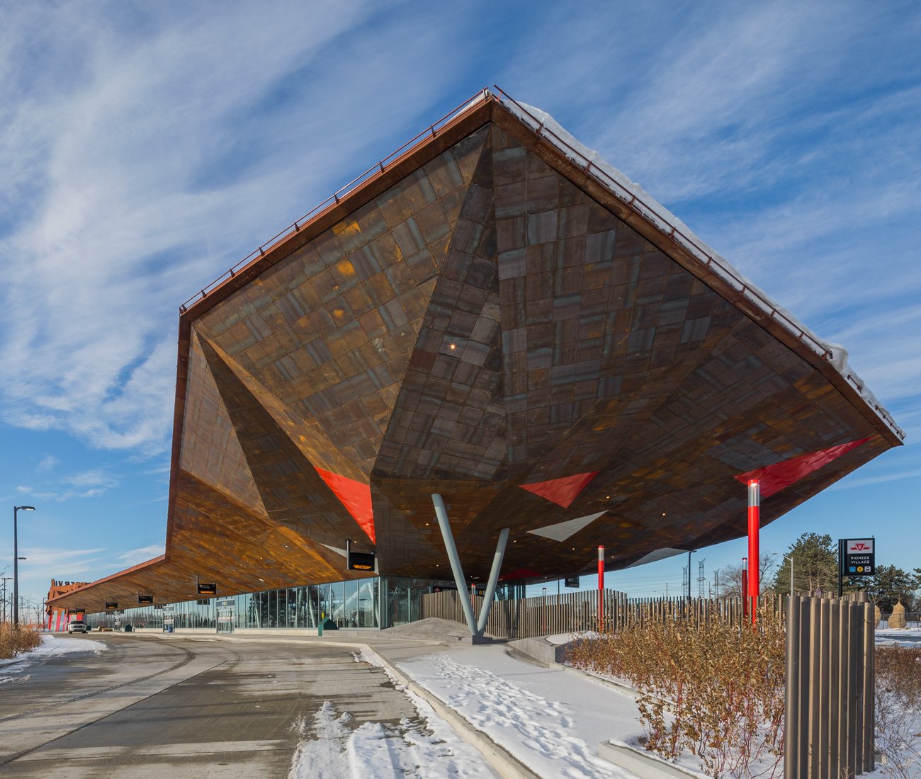 Exterior of Pioneer Village Station in Toronto designed by British architect Will Alsop