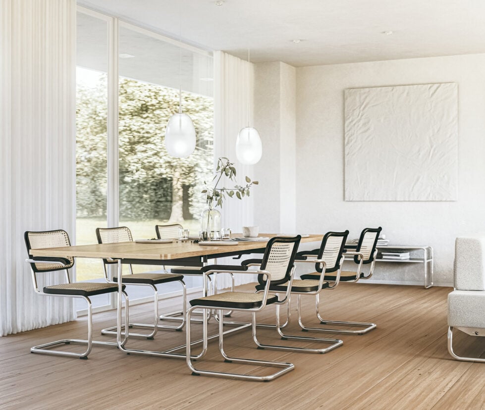 long dining table with chairs