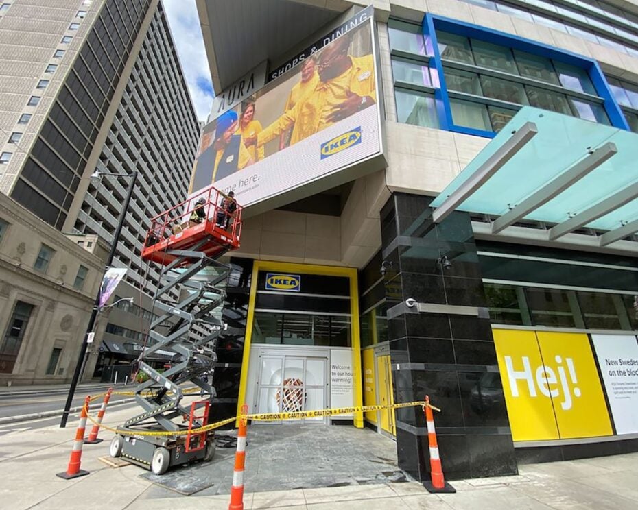 Ikea Downtown Toronto signage installation
