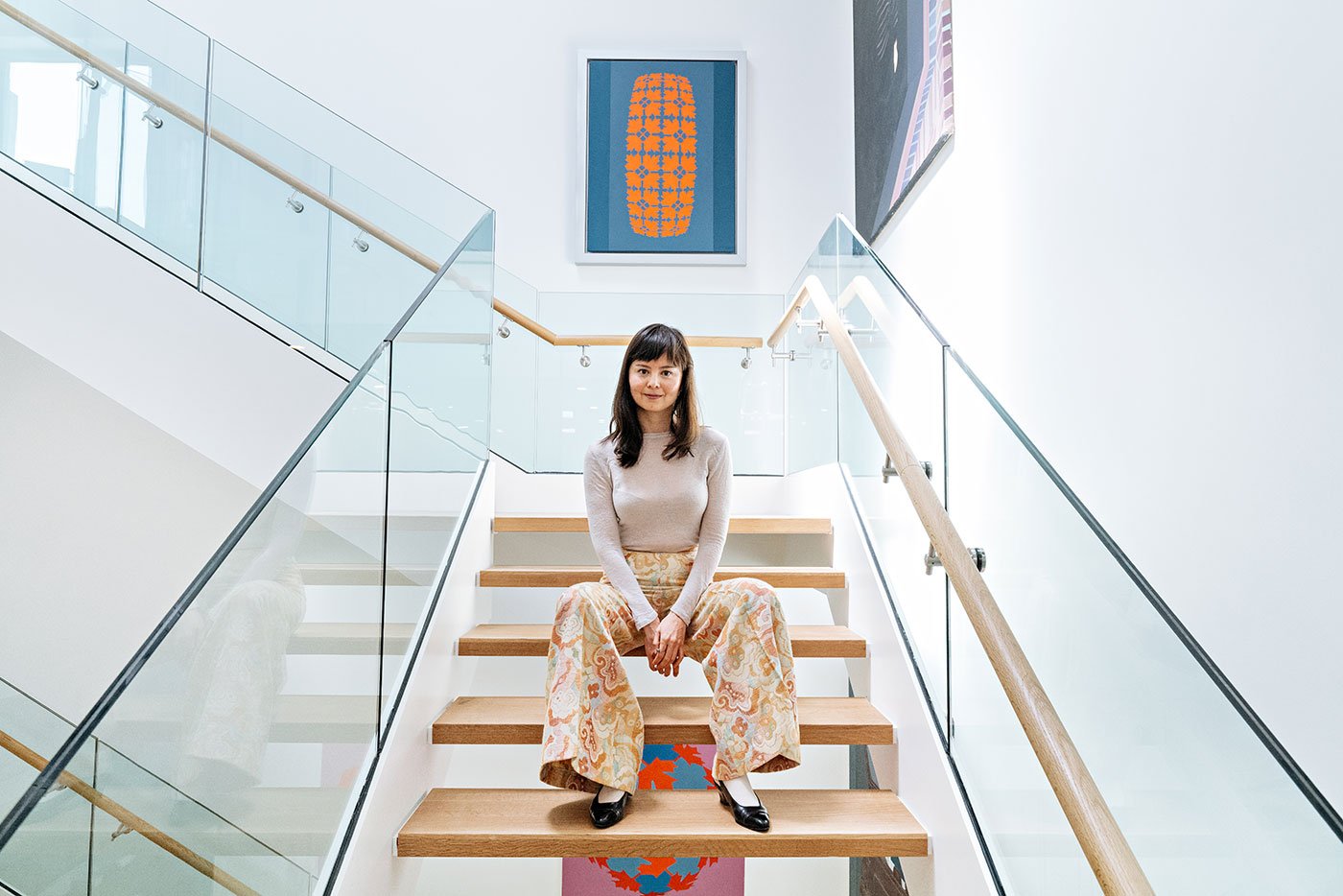 Architect Lia Maston of Firma Architecture. Artwork, Canadian Tire, acrylic on canvas