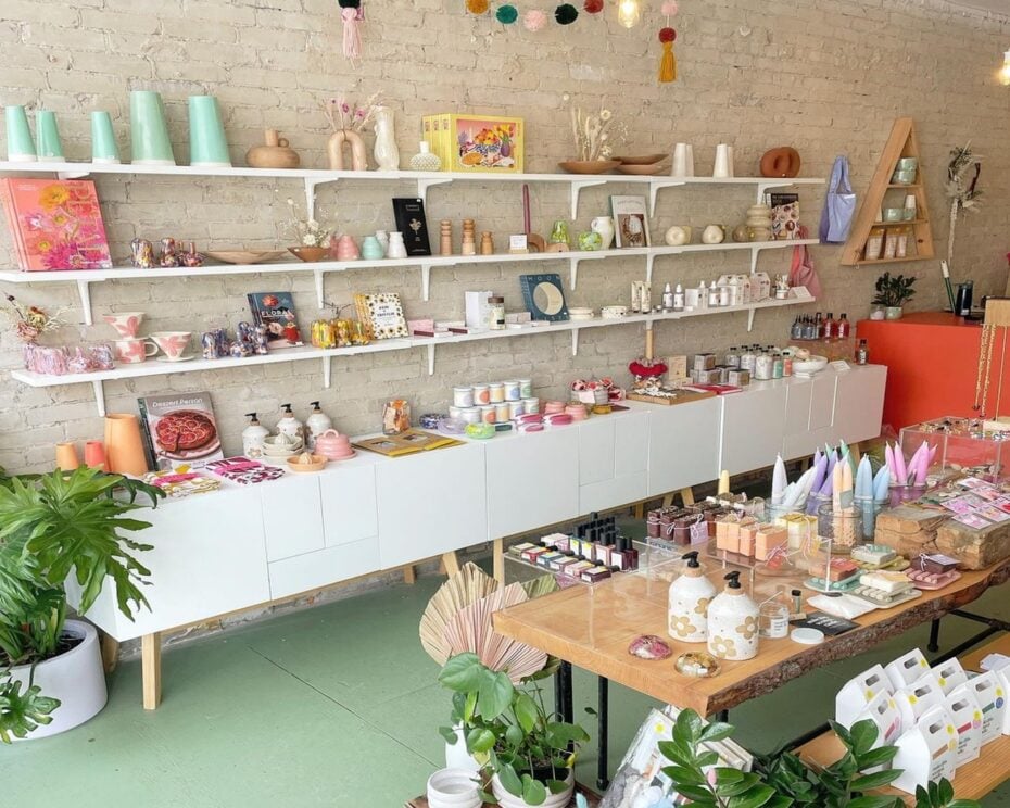 Shelves with accessories at Toronto Decor store Pictus Goods