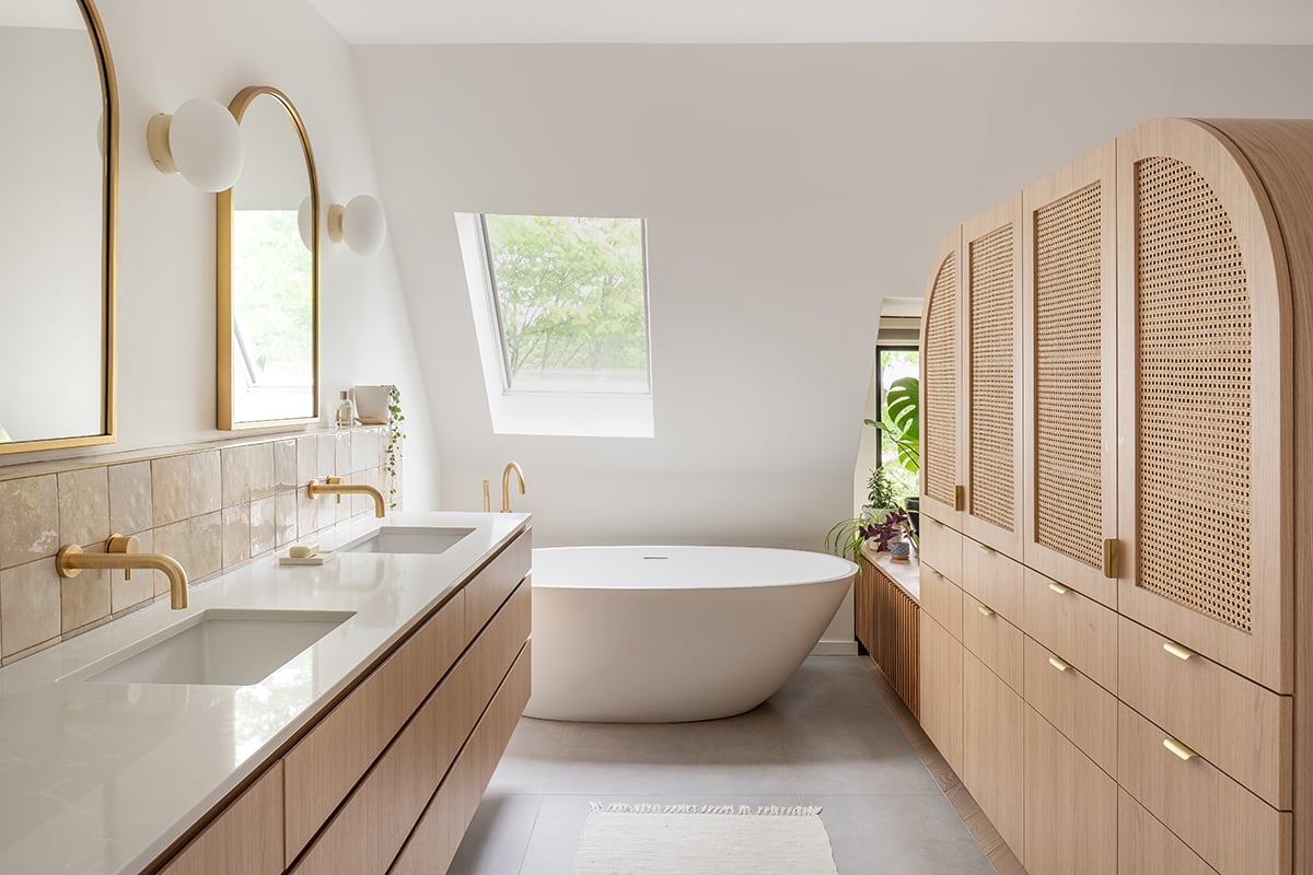 Bathroom layout of a third floor attic transformed by Architect Nova Tayona