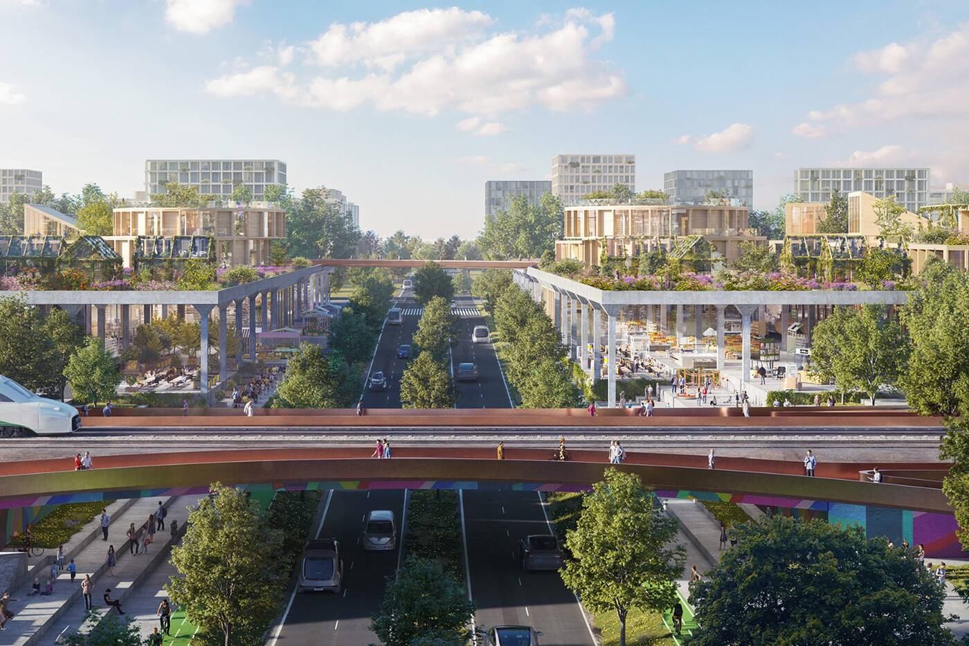 Downsview Park redevelopment rendering with improved transit - Downsview airport area