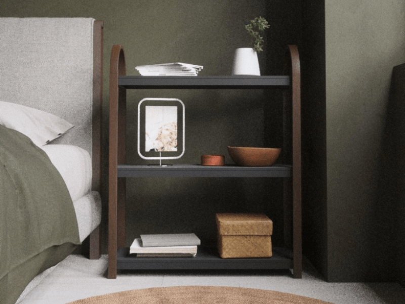 Shelf in bedroom from Neat, a storage and shelving store in Toronto.