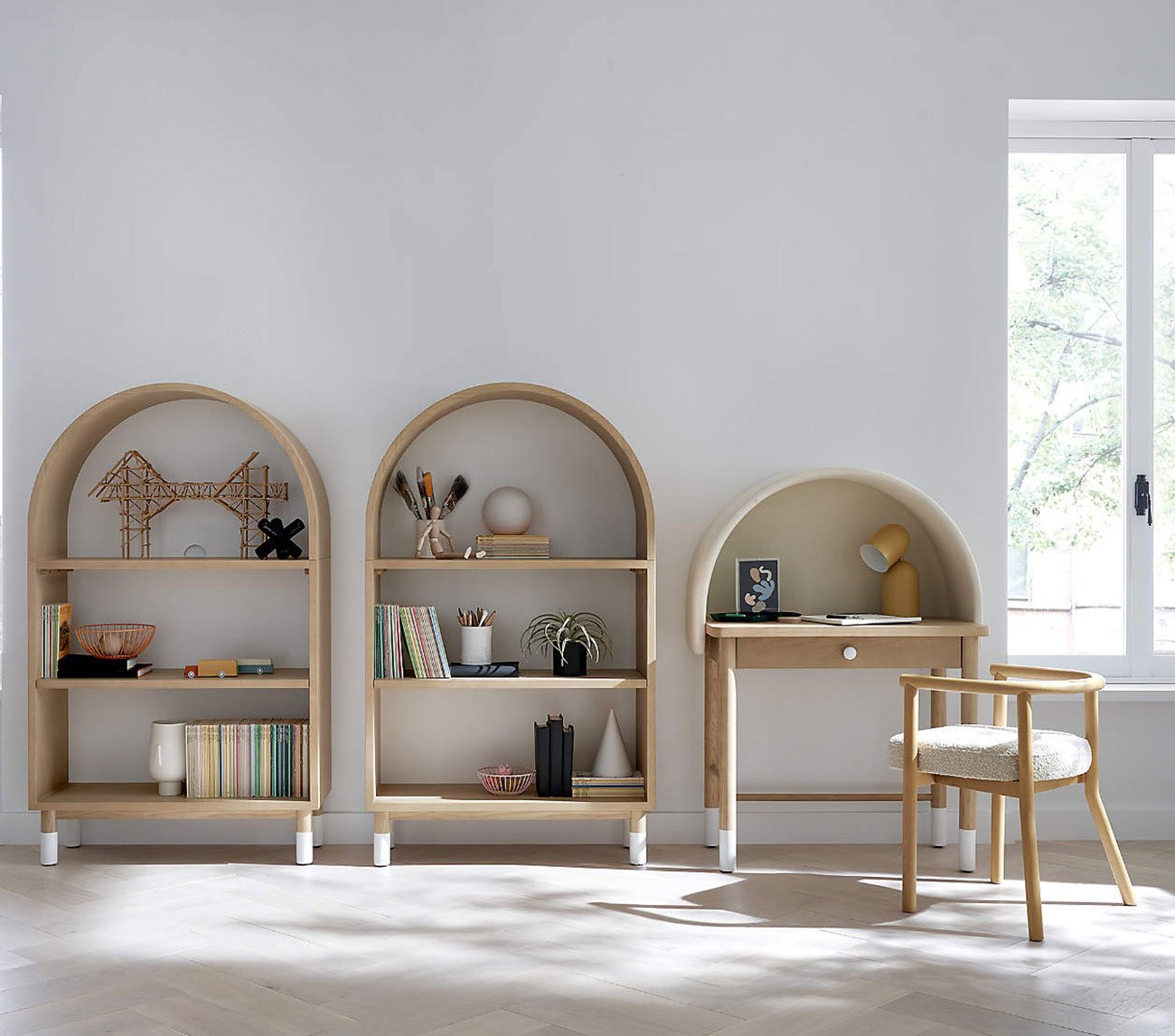 Aksel Wood Arched Bookcases