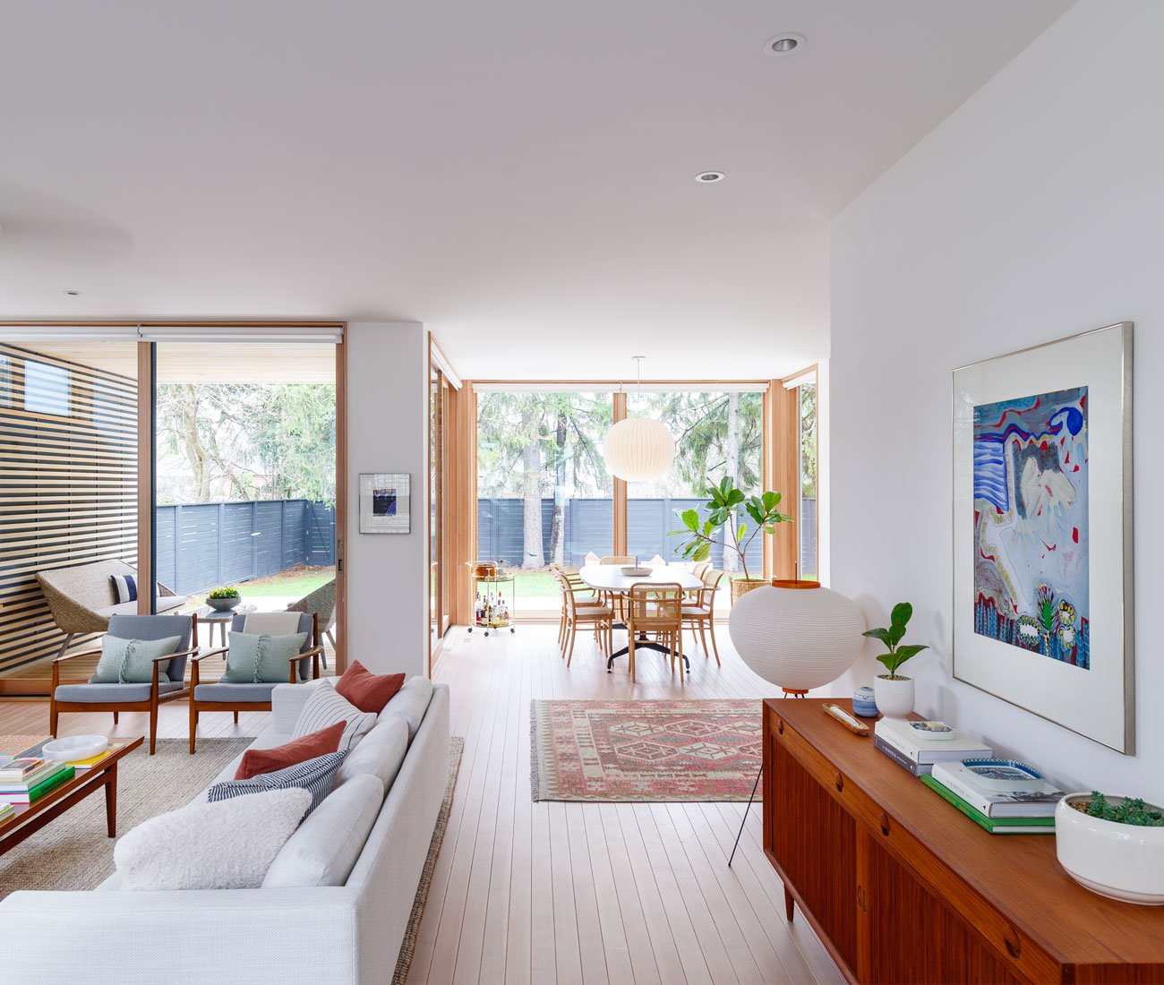 bright home with vintage rug