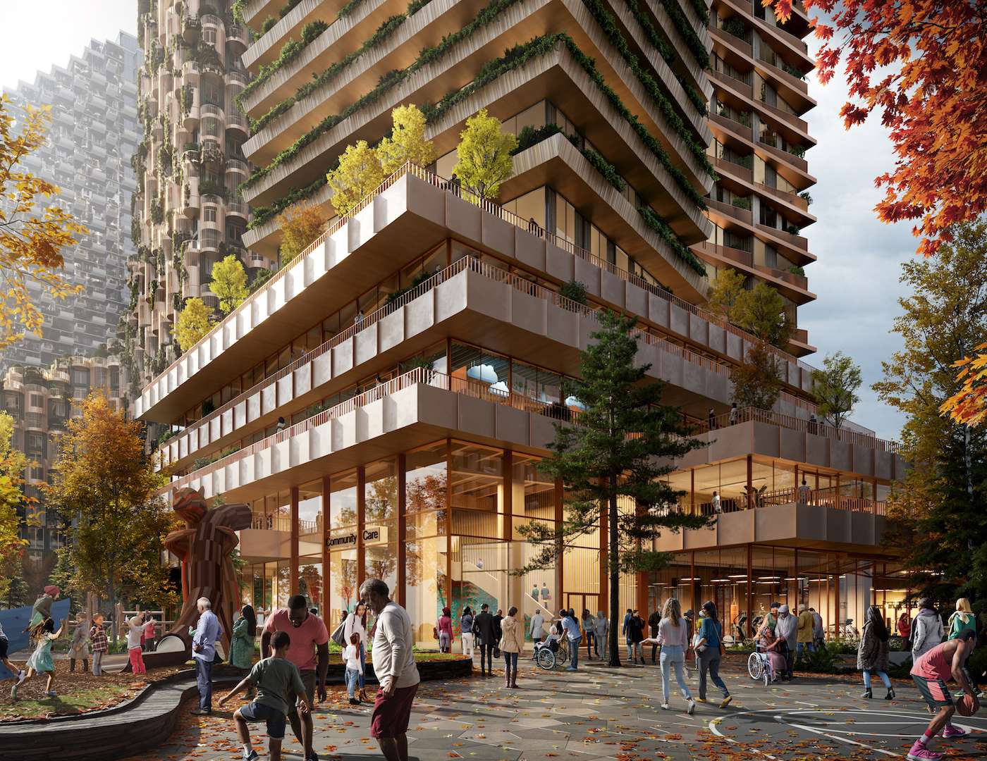 Rendering future building on the waterfront