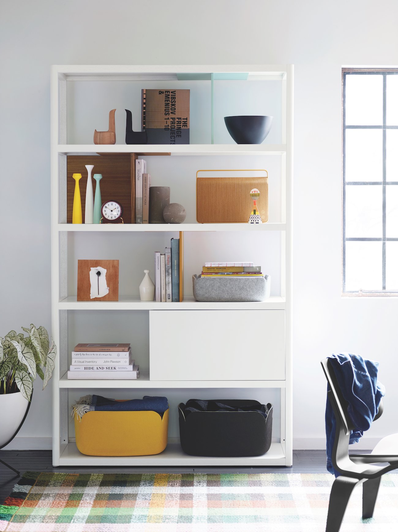 White bookshelves