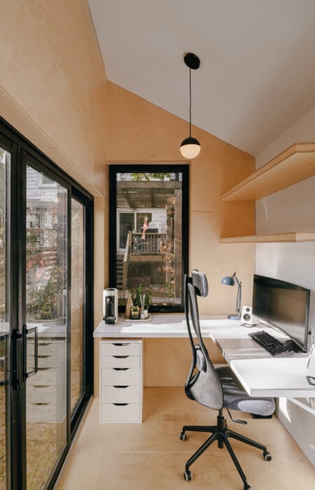 Home Office Ideas - A-frame backyard garage transformed into a studio